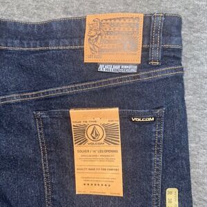 Volcom Mens Solver Modern Straight Stretch Denim Blue Jeans Dark Wash 38x32 NEW